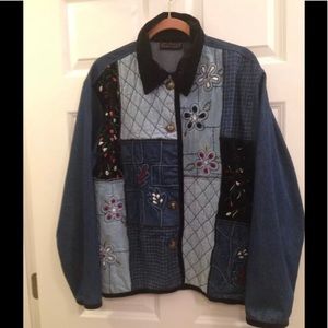 Denim blazer/jacket. Size xl embroidery design.